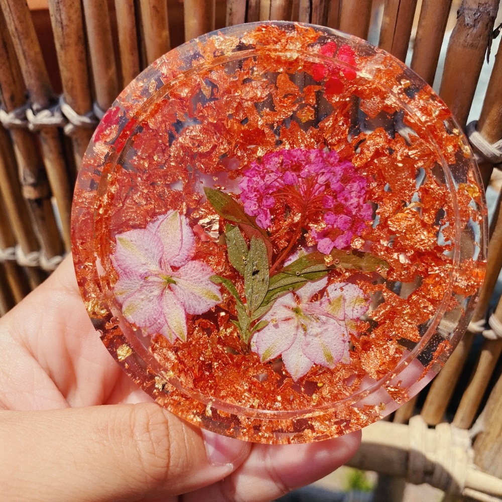 pressed floral coaster